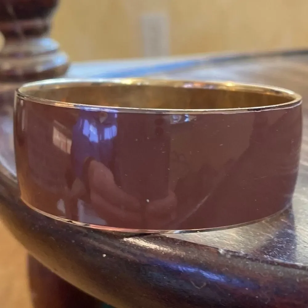 J. Crew gold‎ and brown contemporary wide bangle bracelet